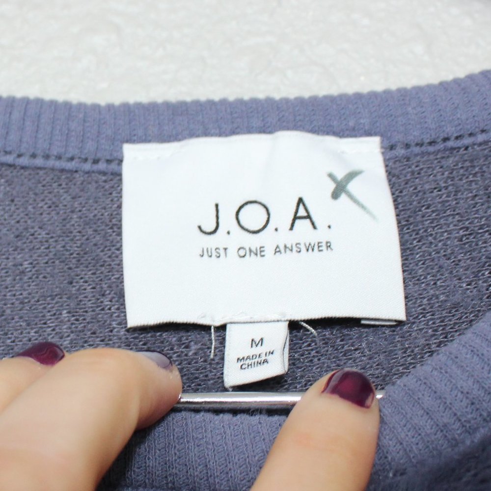 J.O.A Blue Faux Fur Cutout Sweatshirt sz M - Picture 8 of 8